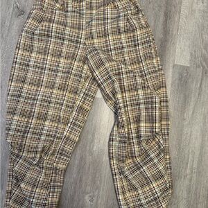 Free People Green and Plaid Pants